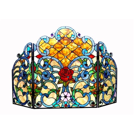Chloe Lighting 44 In. Lighting Tiffany Glass 3 Piece Folding Victorian Fireplace Screen, 3Pk CH1F979VF44-GFS